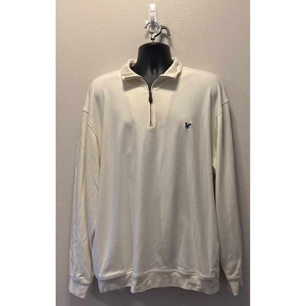LYLE AND SCOTT  ZIP 1/4 SWEATER JUMPER‎ FOR MEN SIZE XL SCOTLAND WHITE